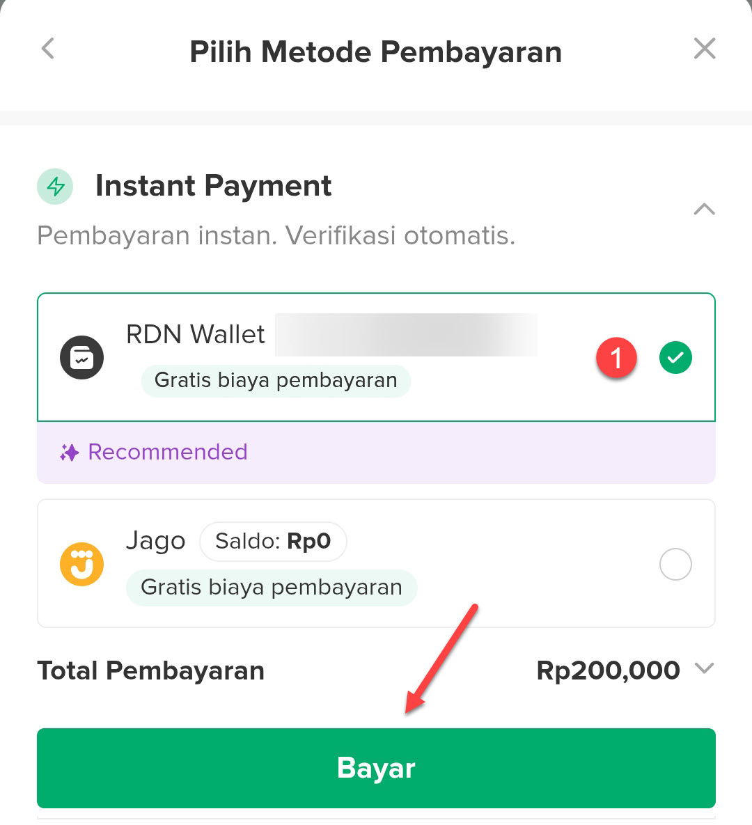 Pilih Metode Pembayara
