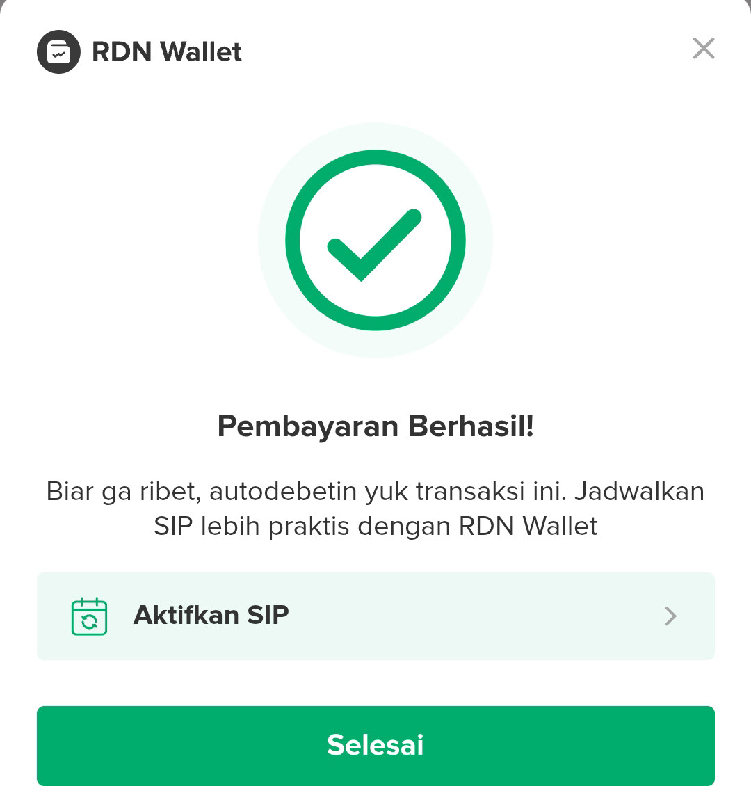 Pembelian Reksa Dana Berhasil