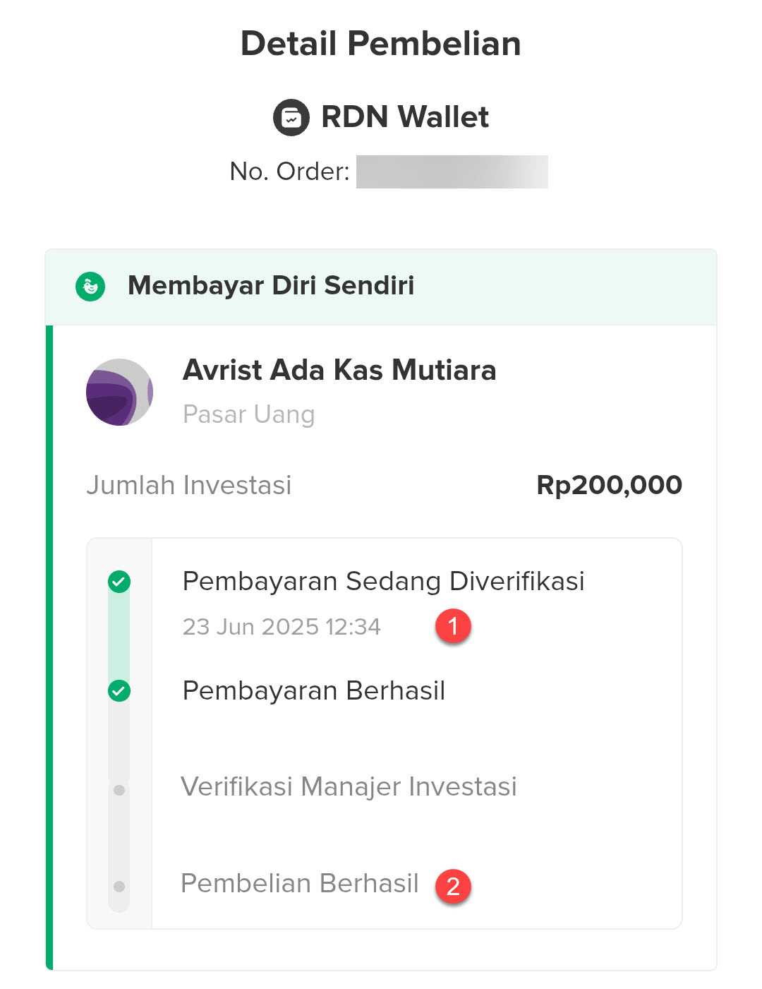 Melihat Status Pembelian