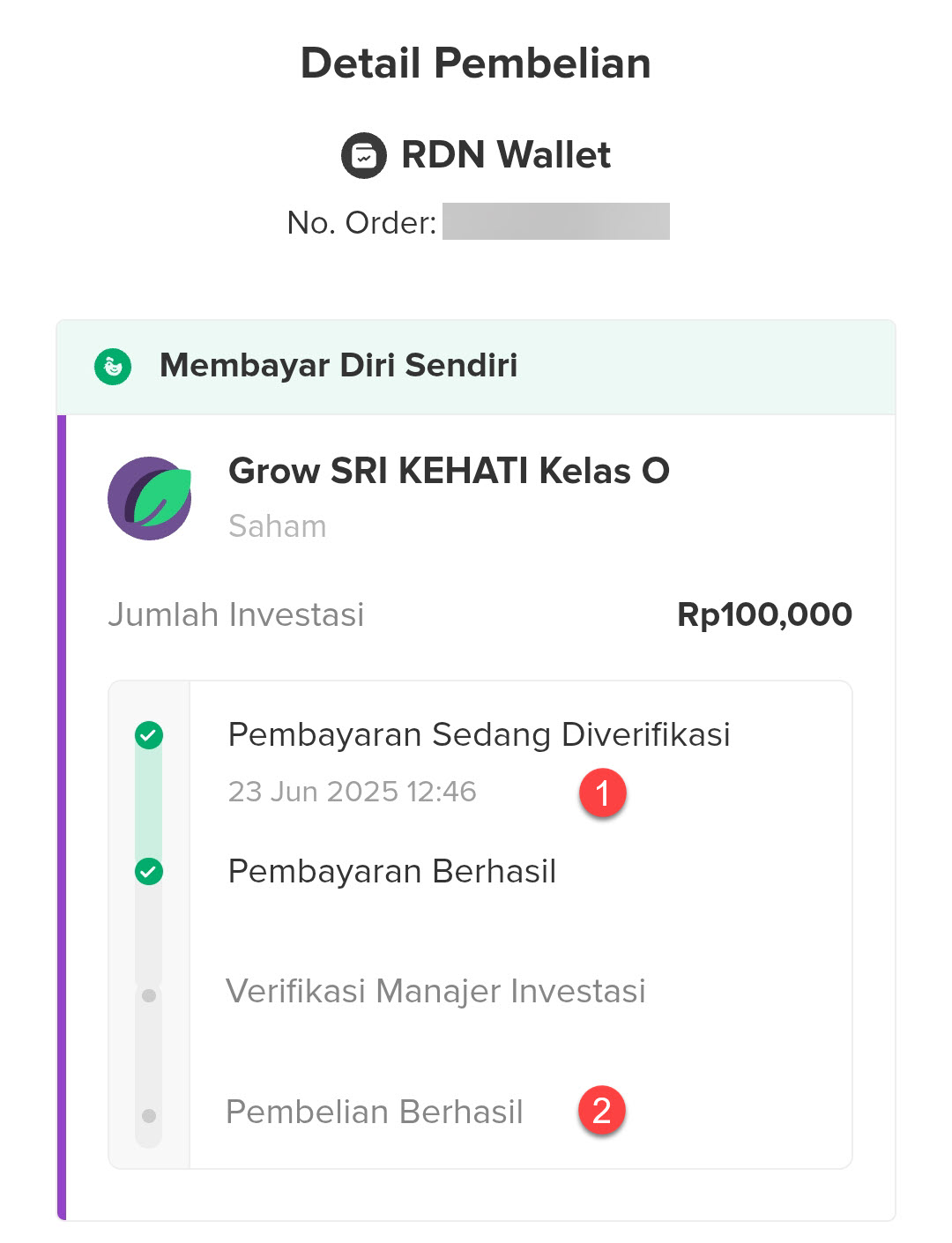 Melihat Status Pembelian Reksa Dana